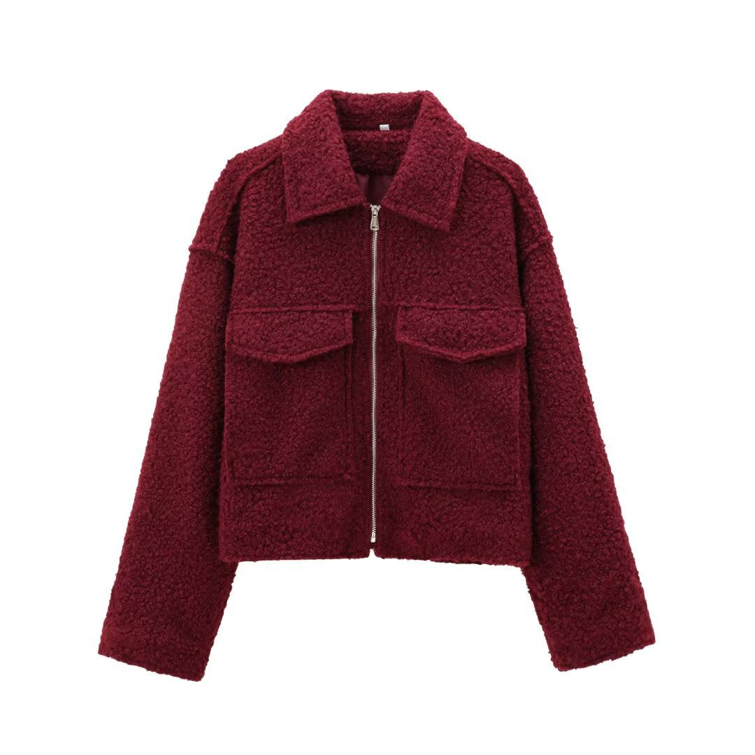 European and American Cross-Border 2025 Winter New Women's Street Fashion Gray Faux Fur Short Lapel Jacket Coat