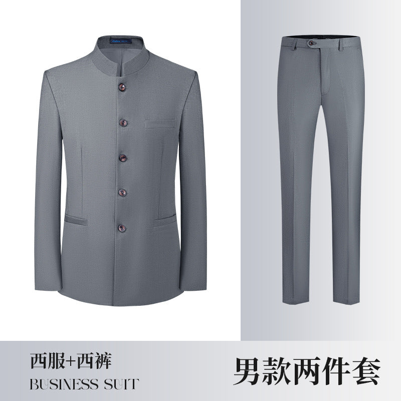 Gray Business Attire for Men and Women, Autumn and Winter Slim Business Bamboo Pattern Suit, Women's Trousers and Vest
