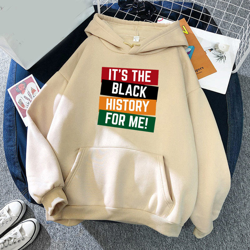 Black IT'S THE BLACK printed hooded hooded sweater autumn and winter European and American men's and women's goodwill coat cross-border