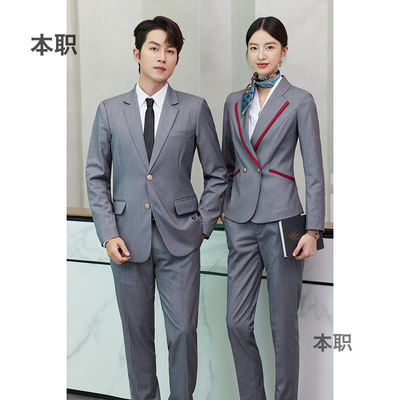 Professional Suit suit Men's and Women's Hotel Work Uniform Suit Property Customer Service Business Commuter Front Office Work Clothes Autumn
