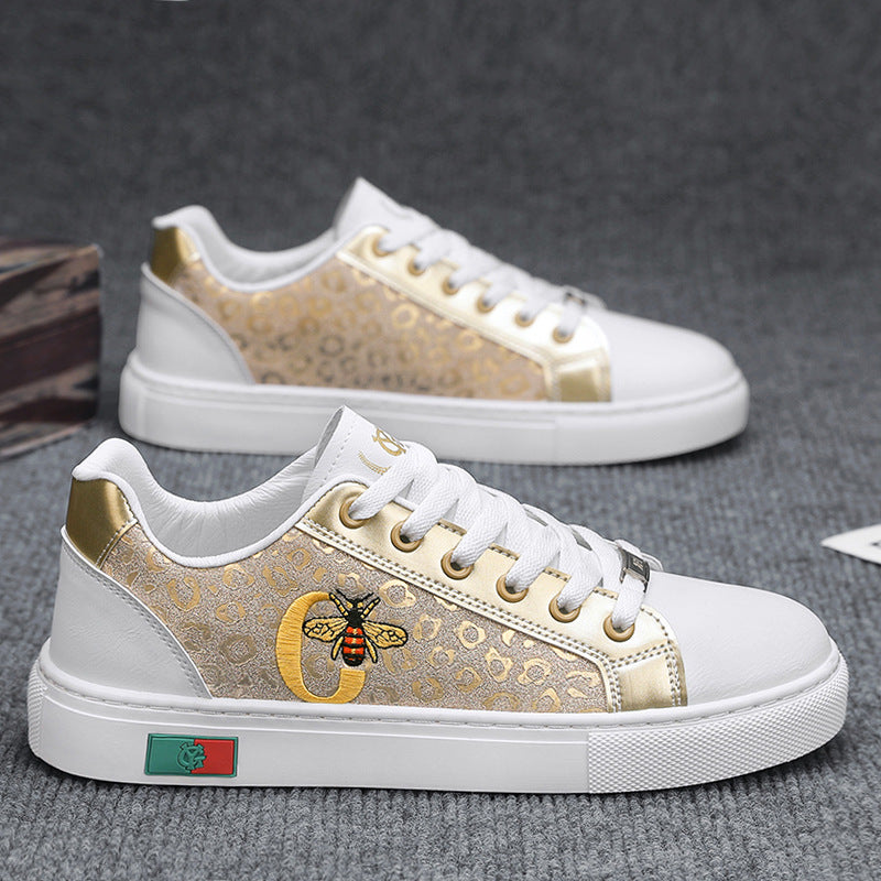 Spring Men's Fashion Embroidered Trendy Sneakers Versatile Comfortable Classic Student Low-Top Round-Toe Casual Shoes