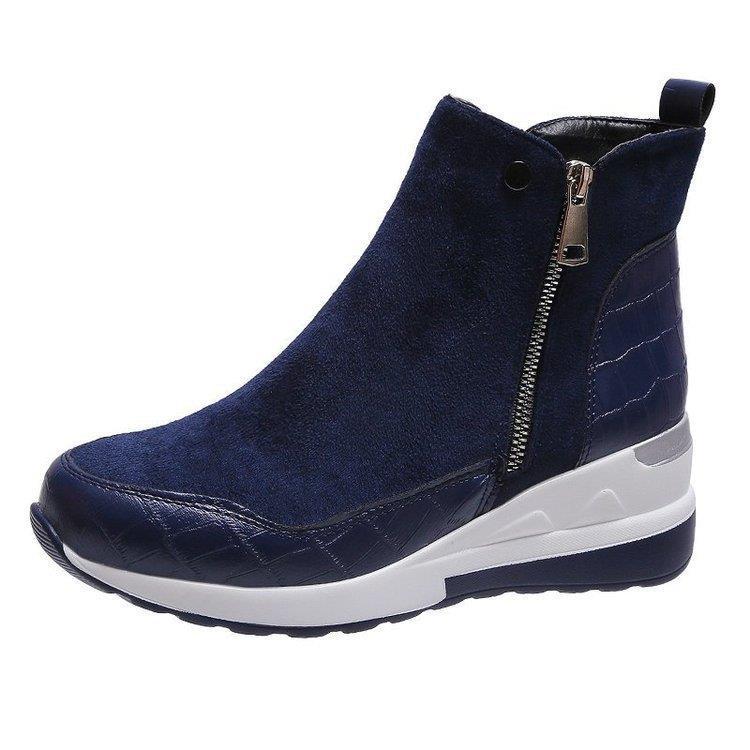 2026 New Large Size Boots for Women, Autumn Height-Increasing Short Boots, Korean Style Wedge Heel Student Side Zipper Sneakers for Women
