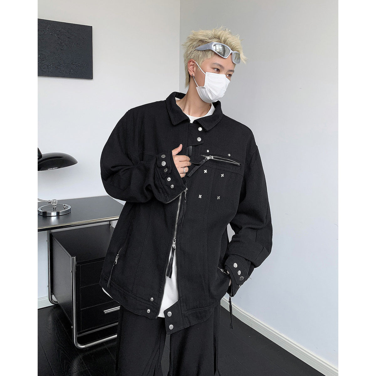 American Style Retro High Street Black Denim Jacket Men's Spring and Autumn Women's Sense Design Sense Niche Trendy Brand Laps Jacket