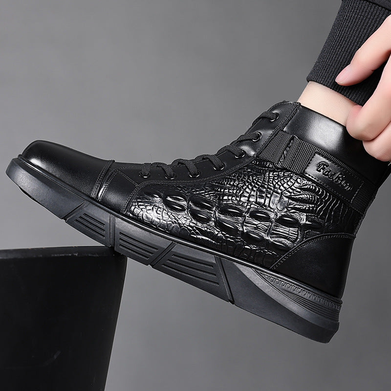 New Winter Men's Chelsea Boots with Cotton and Wool Lining, Warm Snow Boots, Large Cotton Shoes, Fashionable and Versatile Men's Shoes
