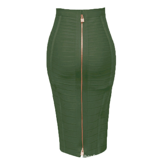 Bandage Skirt Stripesd Zipper Double-Open Sexy High-Waist Hip Skirt Skirt
