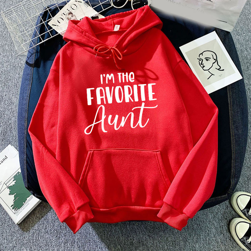 I Am The Favorite Aunt likes aunt printed hooded hooded vests autumn and winter European and American men and women