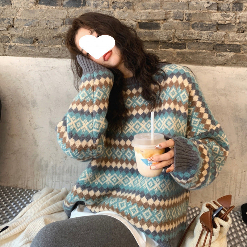 Japanese Retro Sweater for Women, New Popular Style for Spring, Autumn, and Winter, with a Lazy, High-End Design and Niche Soft and Waxy Style