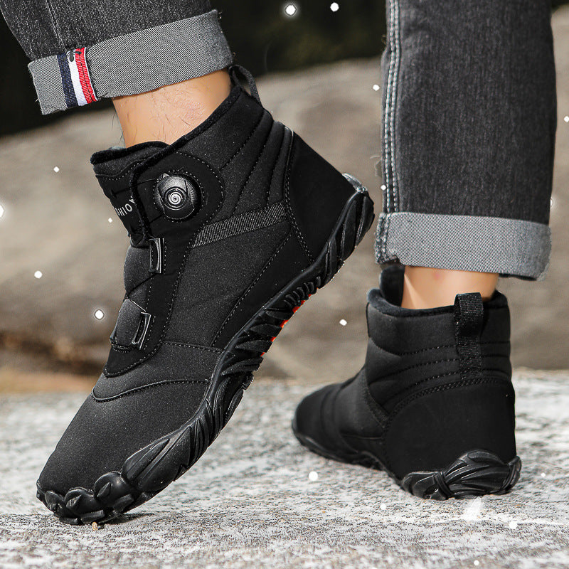 Outdoor Winter Men's and Women's fleece-lined Five-Finger High-Top Cotton Shoes Warm Boots Casual Wear-Resistant Snow Boots Thickened Couple's Shoes