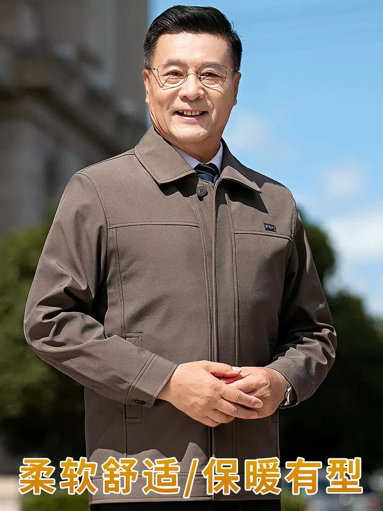 Autumn and Winter Coats for Middle-Aged Men, Dad's Clothing, Middle-Aged and Elderly Men's Autumn and Winter Executive Jackets, Thickened and Warm Men's Wear
