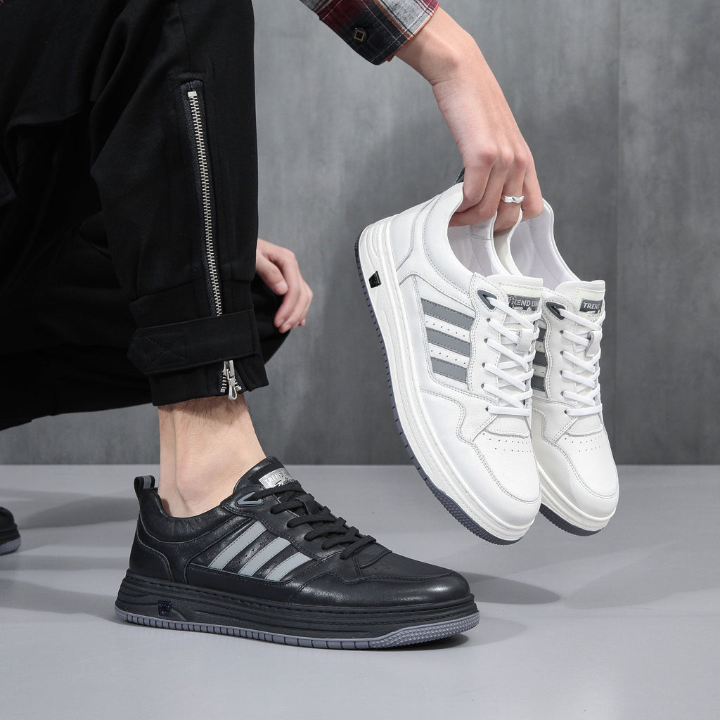 Men's White Sneakers 2026 New Spring Model, Pure Cowhide Leather, Ultra-Light, Breathable, Versatile, Casual Sports Sneakers