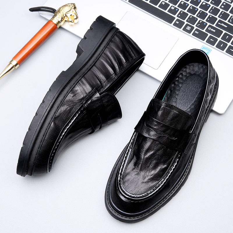 2023 spring men's shoes breathable leather legged loafers thick-soled business men's casual leather shoes tide shoes wholesale