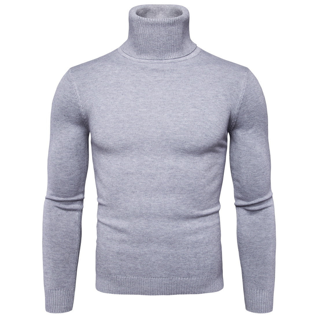 Amazon foreign trade autumn and winter new men's solid color slim turtleneck sweater sweater plus size men's pullover base shirt