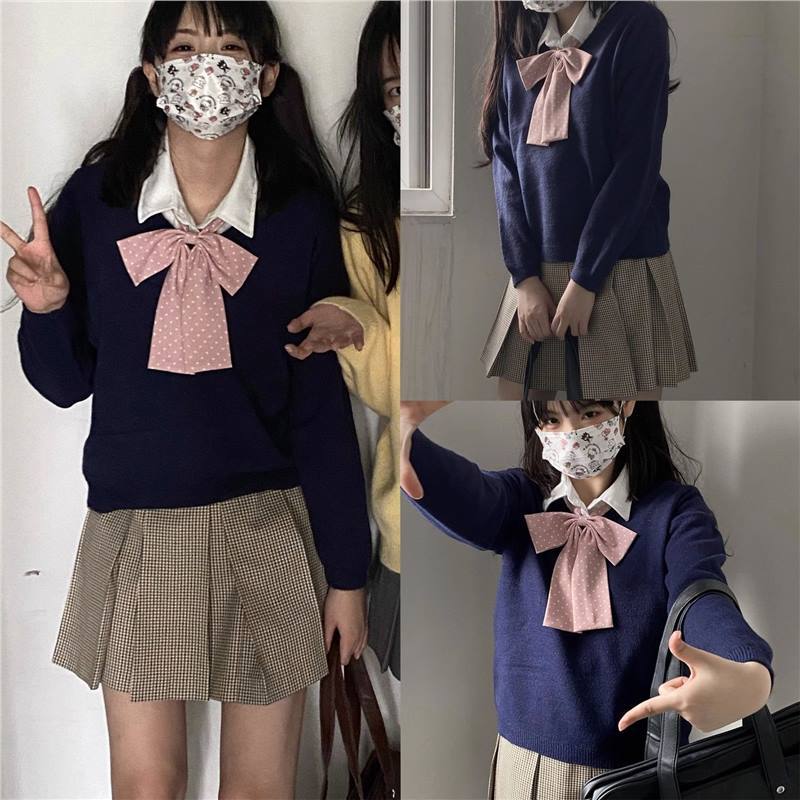Sweater College Japanese Style JK Uniform Autumn and Winter New School Style All-match Pullover Knitted Long-sleeved Stacked Top for Women