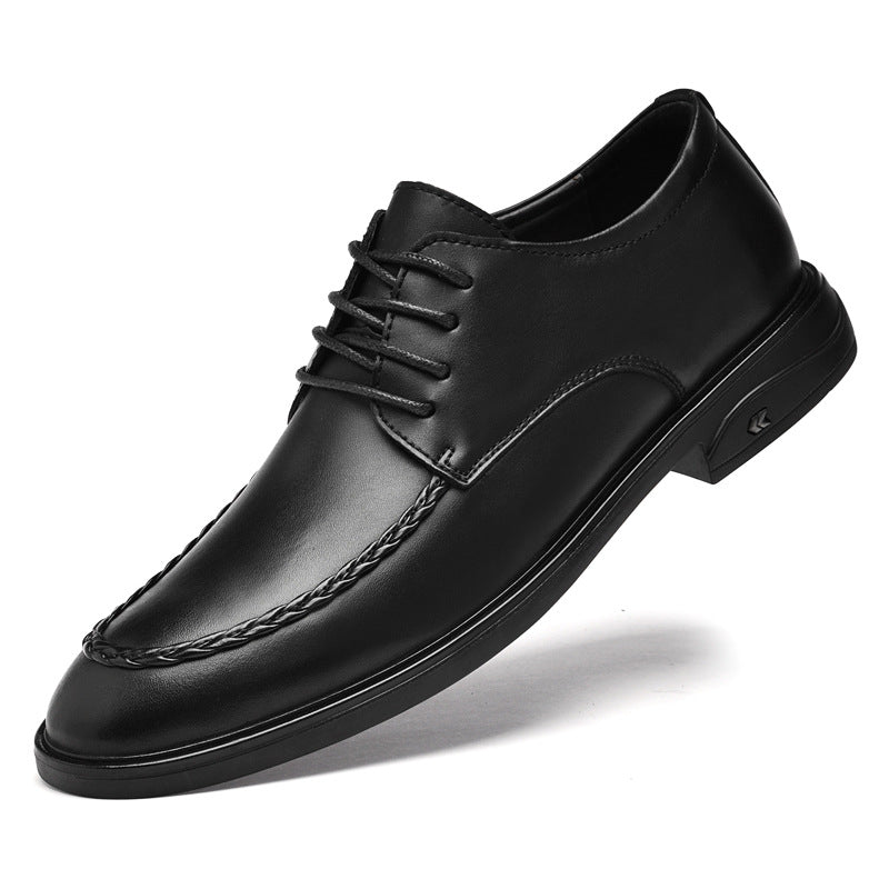 New men's formal leather shoes breathable non-slip round toe business casual shoes fashion retro brushed business leather shoes men