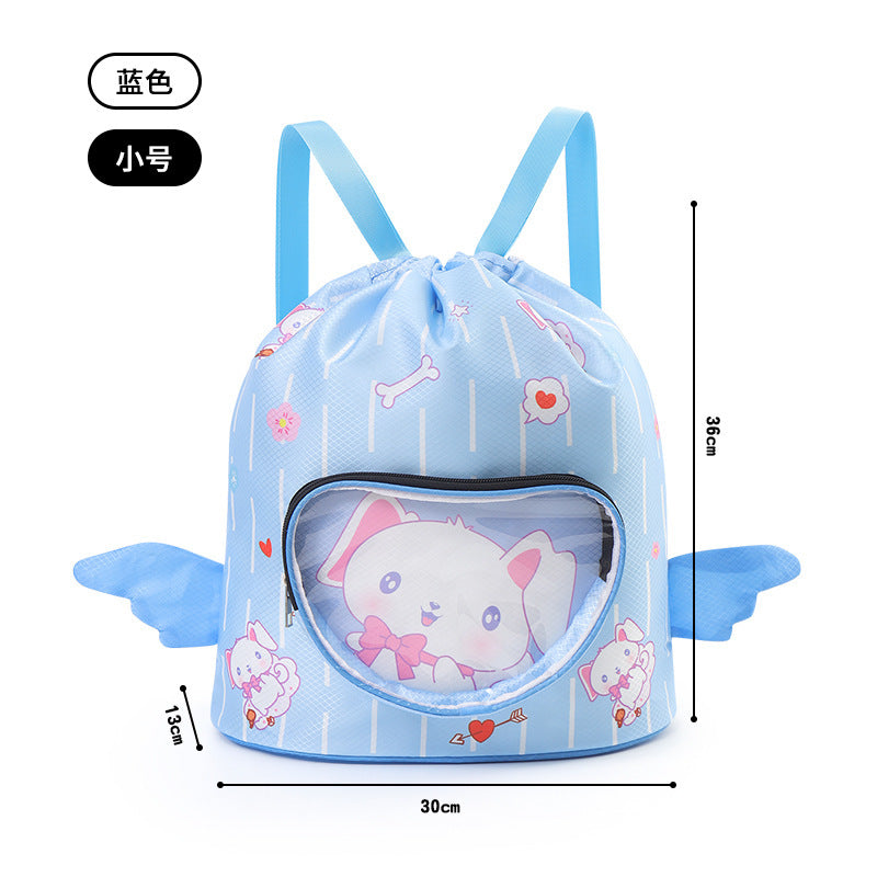 Children's Swimming Bag, Wet and Dry Separation Waterproof Storage Bag, Portable Backpack for Boys and Girls, Cute Cartoon Beach Backpack