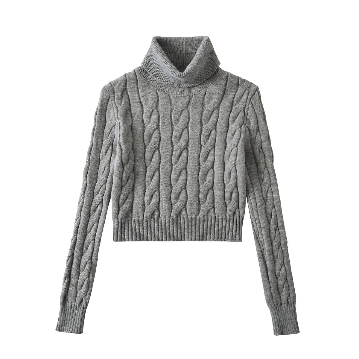 2024 Winter New Spice Girls High Neck Twist Sweater Women's Solid Color All-match Lazy Style Short Base Long Sleeve Sweater