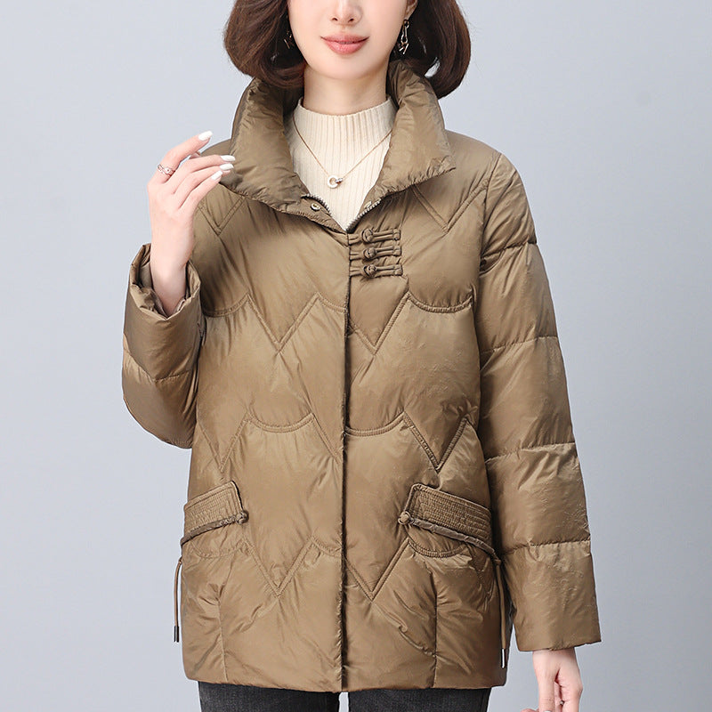 Down cotton-padded jacket women's winter 2024 new middle-aged mother plus size coat thickened warm cotton-padded jacket