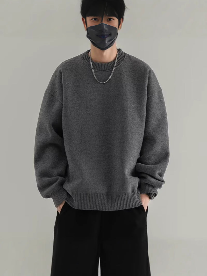 Sweater Men's Autumn and Winter Loose Lazy Style High-end Japanese Style Vintage Thickened Inner Base Trendy Brand Sweater for Men