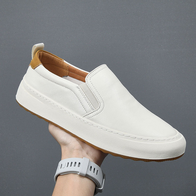 Men's Shoes 2025 New Style Men's Genuine Leather Casual Sneakers Breathable Loafers Slip-On Lazy Shoes Breathable and Comfortable