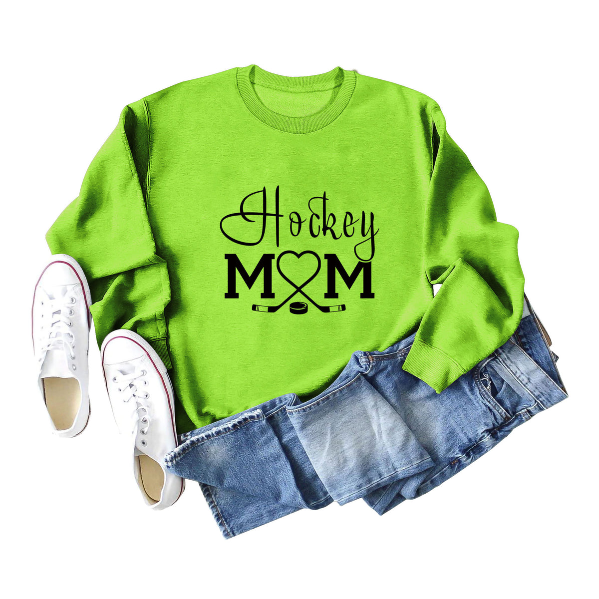 Amazon Wish Independent Station Fashionable Simple Hockey Mom Letter Fun Printed Women's Casual Sweatshirt
