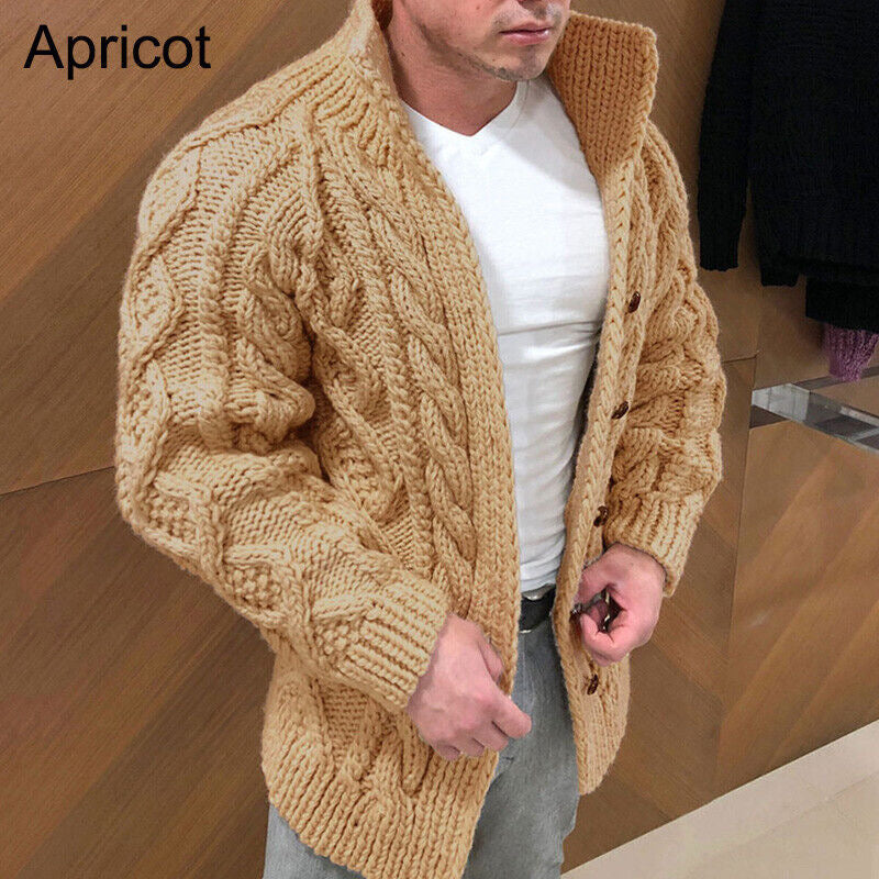 2024 New Men's Sweater Independent Station Cardigan Heavy Wear Long Sleeve Stand Collar Cable Jacquard Casual Men's Wear
