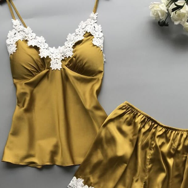 Cross-border Explosions Women's Two-piece Home Pajamas Ins European and American Sexy Women's Underwear Home Pajamas Two-piece Set