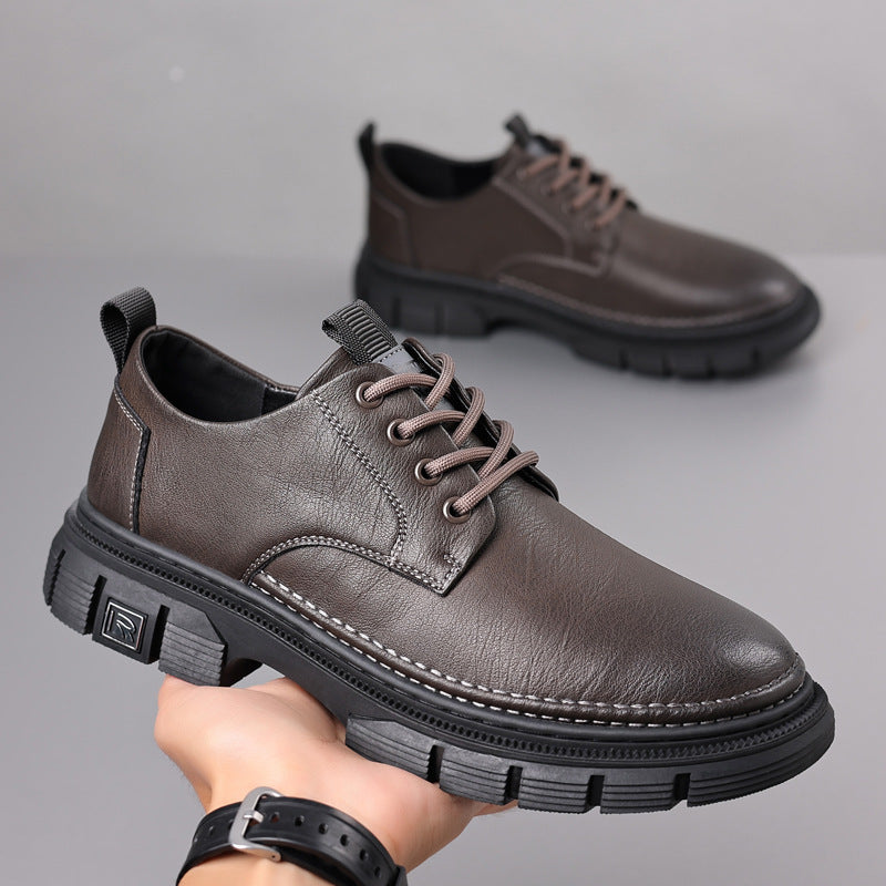 2024 New Men's Leather Shoes Shock-Absorbing Business Formal Wear Inner Heightening Popular Versatile Genuine Leather Casual Large Leather Shoes for Men
