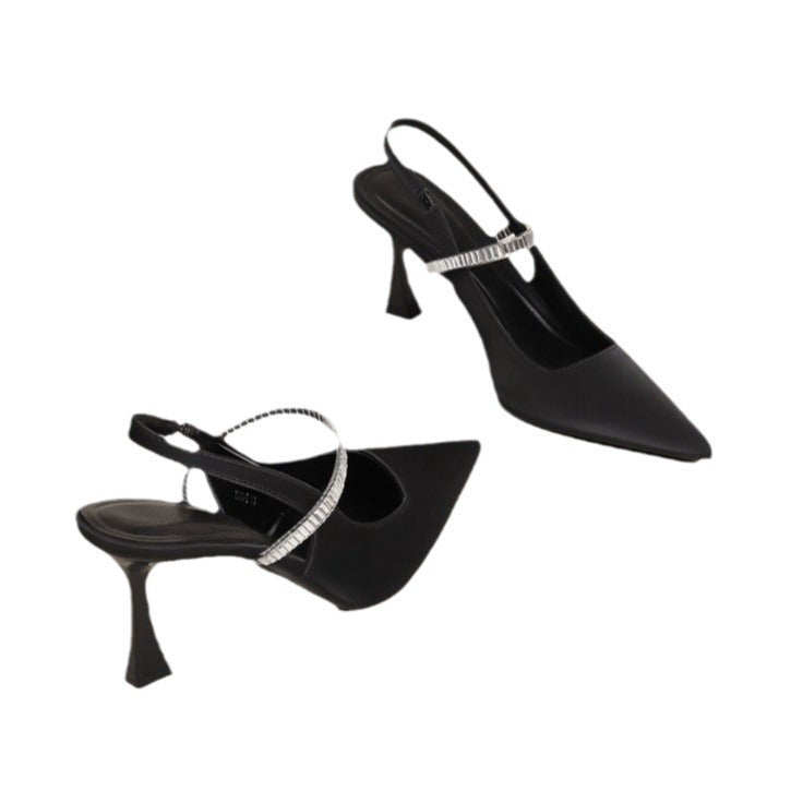 Stiletto Heel Elegant Pointed High Heels Women's 2024 New Design Sense Niche Summer Sandals Women's Rhinestone Outer Shoes
