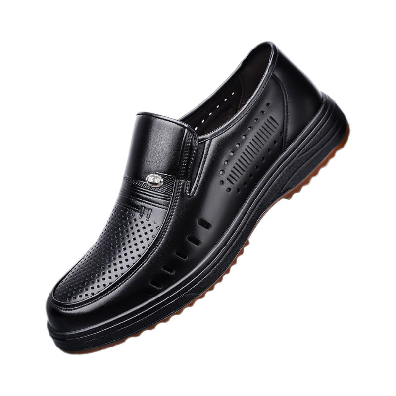 Real Men's Summer Sandals, Men's Shoes, Tendon Soles, Lightweight Casual Hollow Sandals, Non-Slip Middle-Aged and Elderly Dad's Clogs