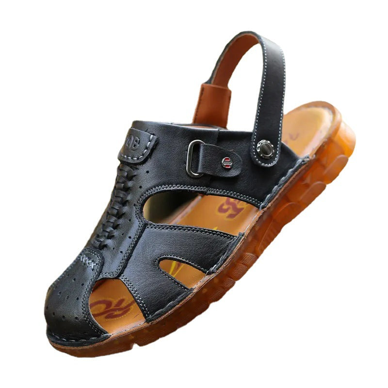 Men's Summer Outdoor Sandals Men's Casual Slippers Two-Wear Genuine Leather Cowhide Oxford Sole Men's Shoes Beach Shoes Wholesale