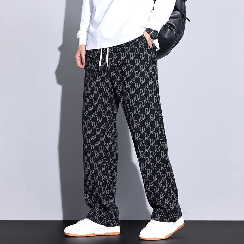 Casual Pants for Boys Spring and Autum Loose Tight Waist Long Pants Men's 2025 New American Fashion Brand Fashion Straight Pants