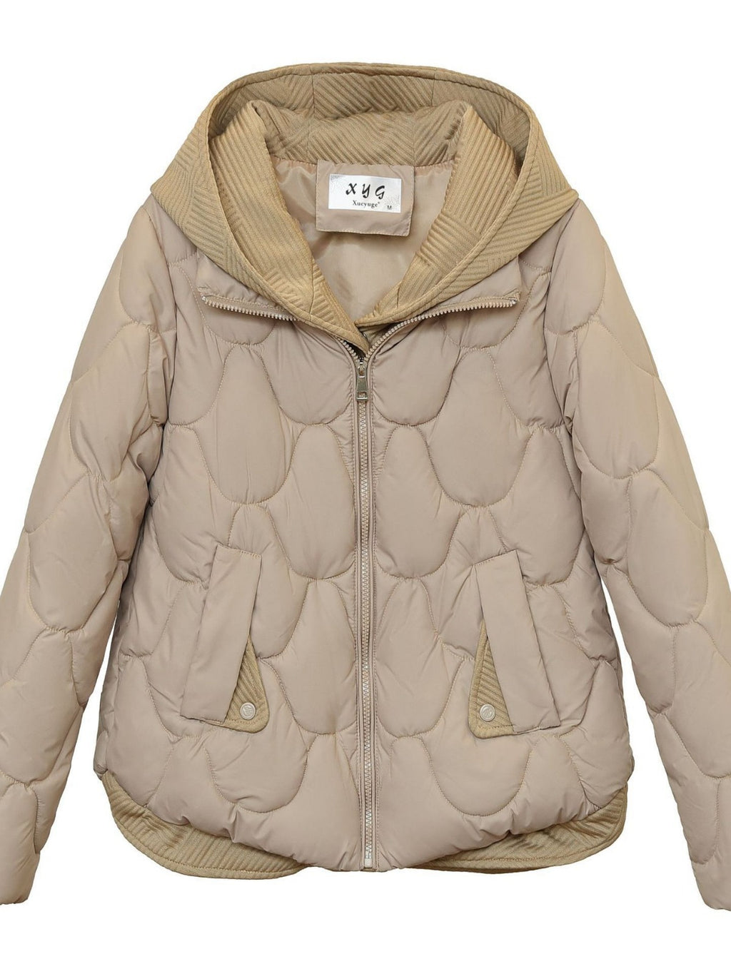 Hooded fake two-piece down cotton clothes women's clothing New Year short corrugated frayed high-end off-season cotton-padded jacket coat fashion