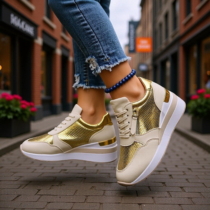 Foreign Trade Women's Sports Casual Shoes, New European and American Fashion Thick-Soled Casual Sports Shoes for Women, Large Size Single Shoes Wholesale for Women