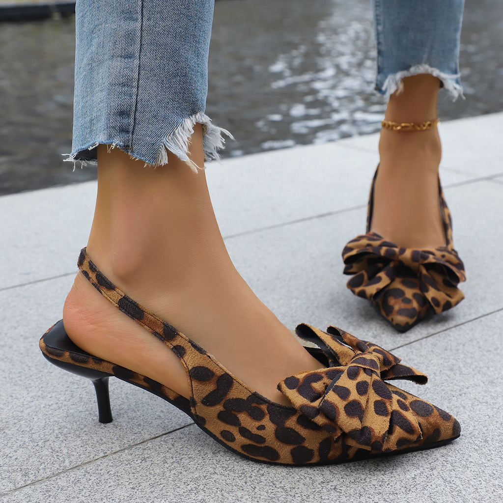Niche Leopard Print High Heels for Women 2024 Spring and Summer New Style Retro Elegant Elegant Stiletto Pointed Toe Sandals