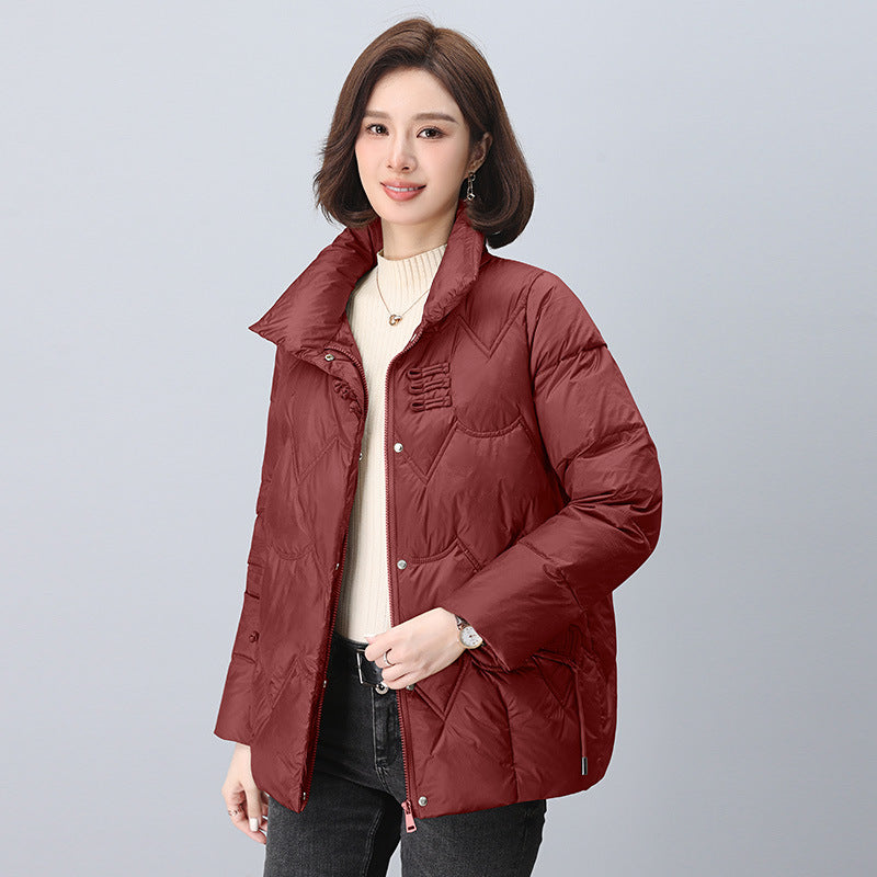 Down cotton-padded jacket women's winter 2024 new middle-aged mother plus size coat thickened warm cotton-padded jacket