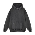 Washed Vintage Hoodie with Pockets, Retro Pure Cotton Composite Thin Fleece Thick Loose Drop Shoulder Top