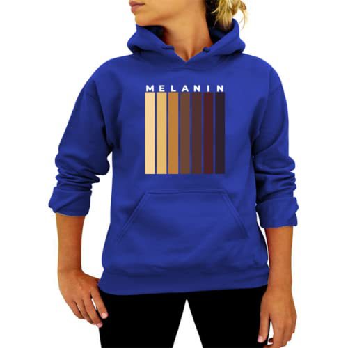 MELANIN striped printed hooded hoodie autumn and winter European and American women's top European and American plus size foreign trade cross-border