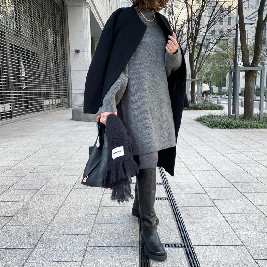 2026 Autumn/Winter New Style Lotte Ins Hot-Selling Loose Slimming Casual Simple Straight-Leg Coat Solid Color Overcoat for Women