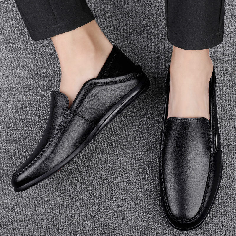 Men's Loafers 2026 Spring Men's Shoes Genuine Leather Soft Sole Large Size Cowhide Shoes Men's Leather Shoes Men's Flat Comfortable Shoes