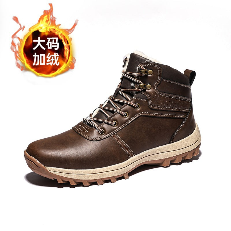 Snow Boots men's 2023 Winter new fleece-lined warm cotton-padded shoes thick-soled men's boots northeast thickened cross-border plus size cotton-padded shoes