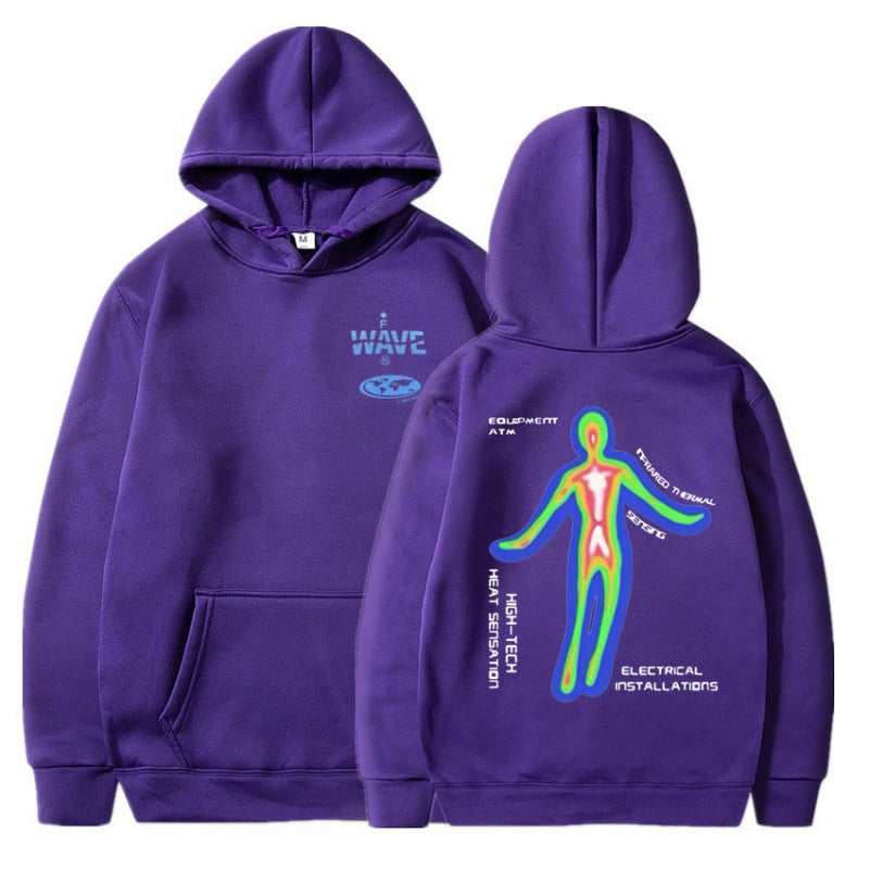 [Cross-border European Code] Skeleton Thermal Imaging Graphic Print Hoodie
