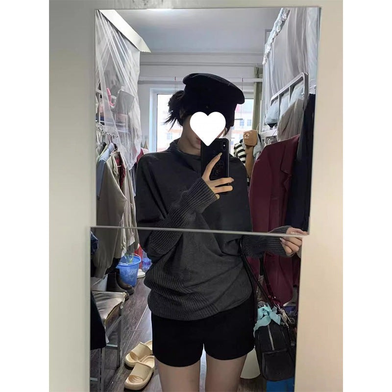 Korean Style Irregular Turtleneck Sweater Women's Autumn and Winter 2024 New Relaxation Lazy Style Bat Sleeve Sweater Top