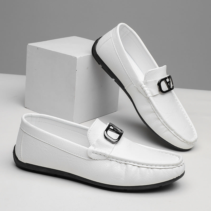 Doug Shoes Men's Summer New Men's Casual Leather Shoes Fashionable All-match Business Love Shoes Foot Breathable Soft Sole Shoes