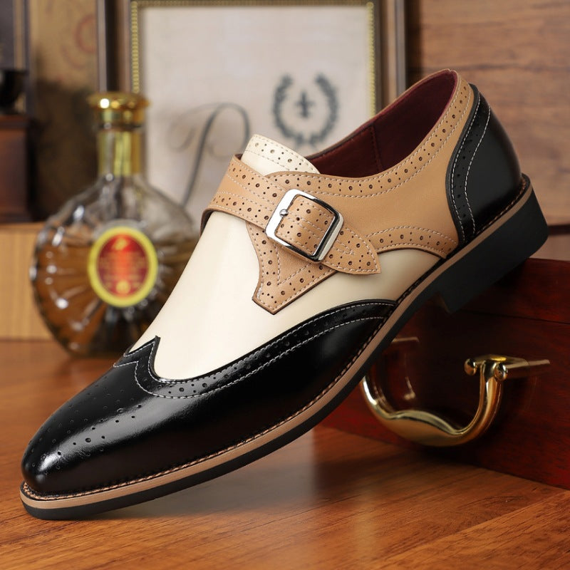 Spring and Summer Men's Business Formal Casual Leather Shoes Brogue Carved Leather Shoes Large Size Fashionable Versatile Men's Shoes 503