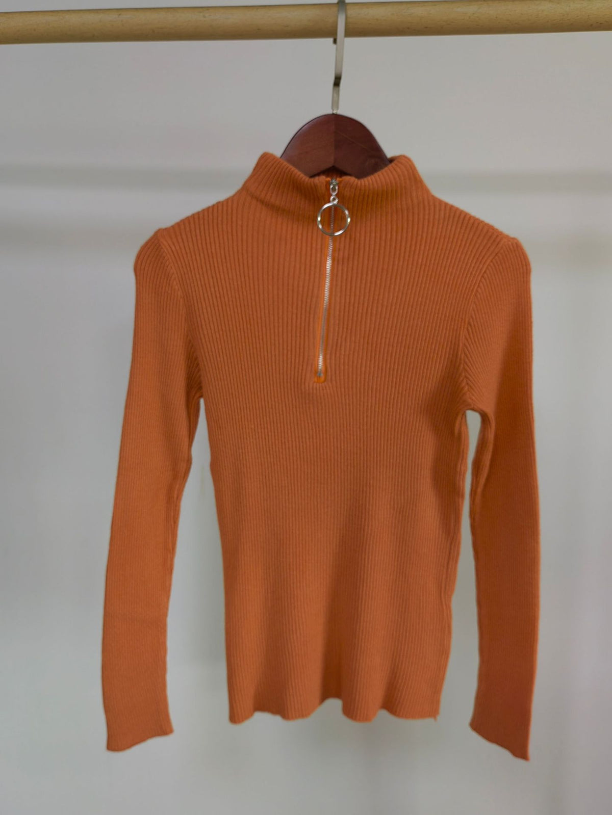 Spring sweater women's semi-high collar ring zipper slim outer wear long sleeve middle collar base sweater sweater top wholesale
