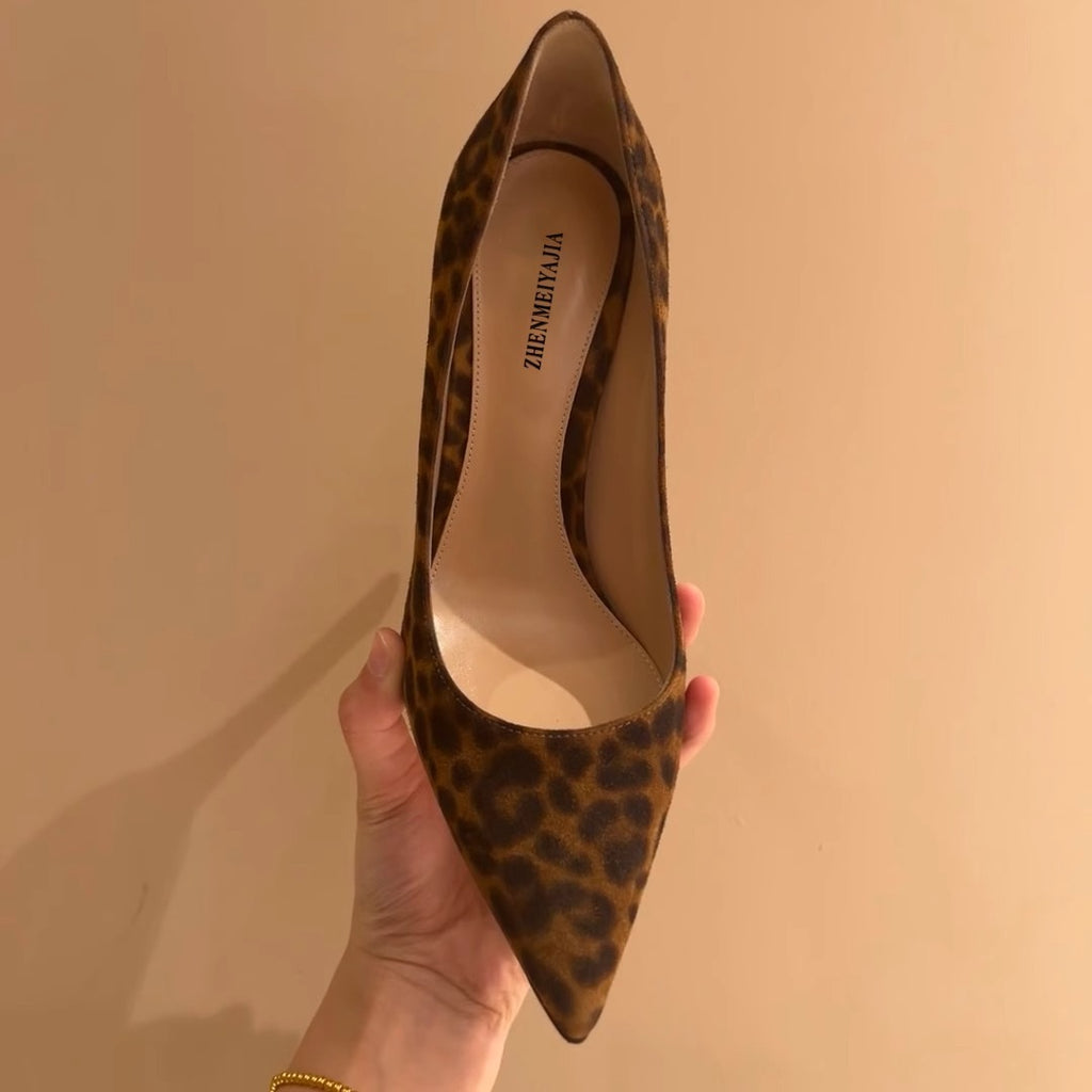 French-Style Leopard Print Pointed-Toe High Heels for Women, Thin Heels, 2026 New Model, Simple and Elegant, Suitable for Pairing with Dresses, Sexy Shallow Mouth Design, Stylish Single Shoes