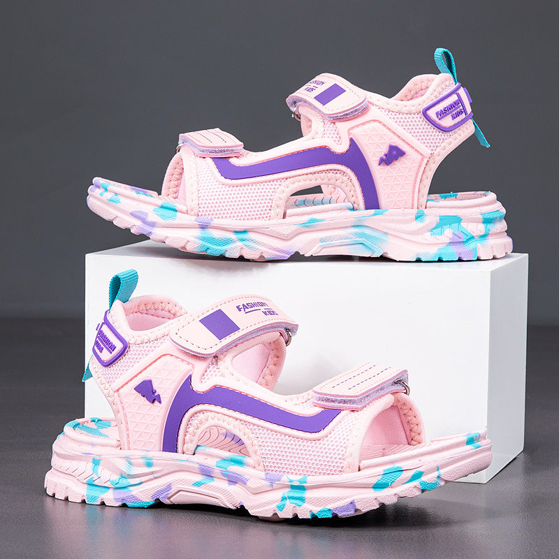 Wholesale children's shoes summer new large children's non-slip soft sole open toe beach shoes primary school students outdoor sandals cross-border