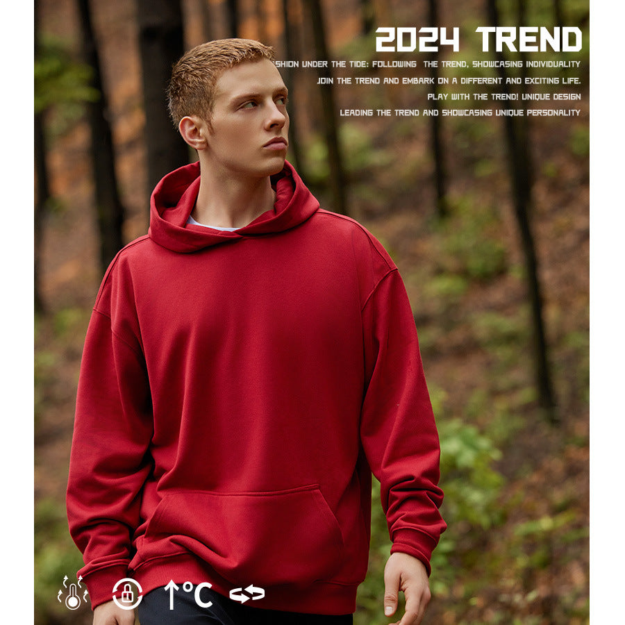 Tide brand men's clothing 2024 autumn and winter youth loose leisure tide brand 450G terry sweater men's hooded men's sweater