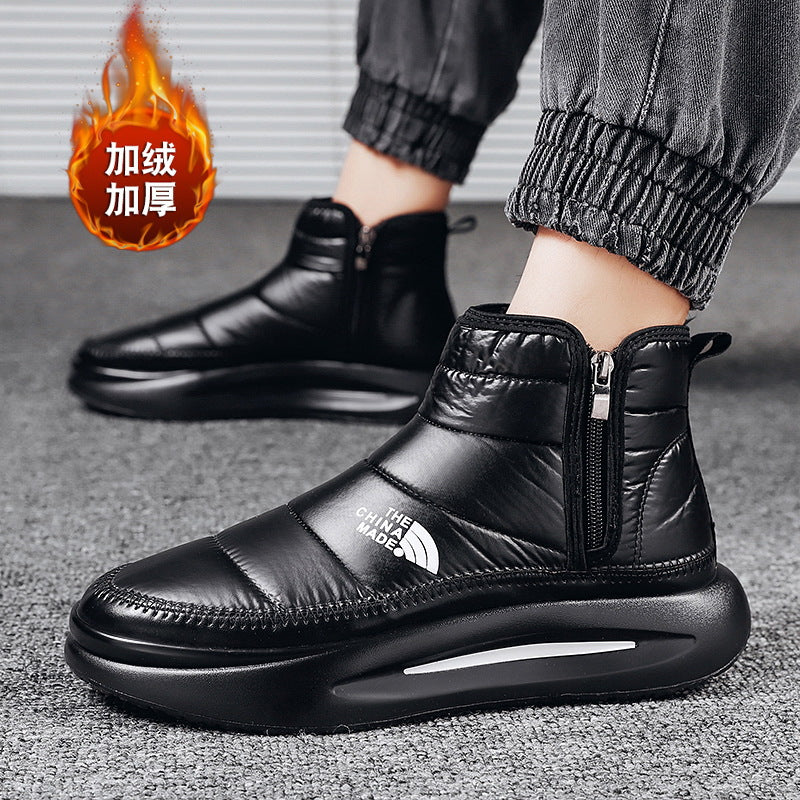 Winter Cotton Shoes Men's High-top fleece-lined Thickened Warm Snow Boots Non-slip Wear-resistant Outdoor plus size Northeast Large Cotton Boots