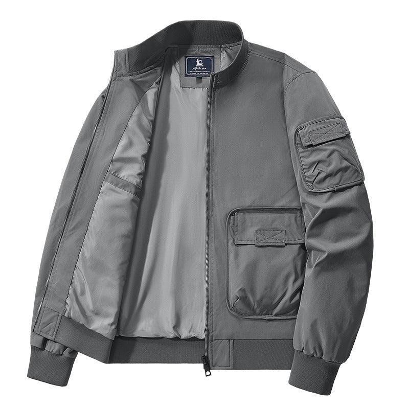 Flying Suit Men's Jacket Cotton Coat Autumn and Winter American Retro Loose Casual Middle-aged Casual Jacket Cotton Coat Coat